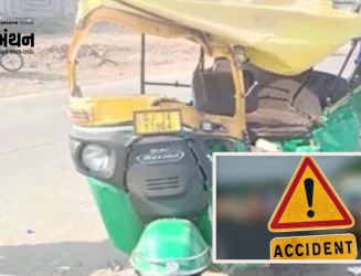 જામનગર-ખંભાળિયા હાઈવે પર ત્રિપલ અકસ્માત: મોટી ખાવડી પાસે બે ભારે વાહનો વચ્ચે પેસેન્જર રિક્ષા ફસાઈ, ચાર ઘાયલ