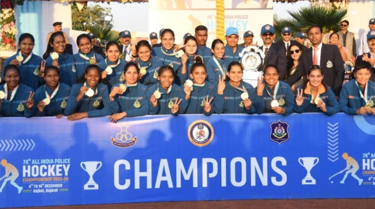 રાજકોટ ખાતે 74મી ઓલ ઇન્ડિયા પોલીસ હોકી ચેમ્પિયનશિપનો ભવ્ય સમાપન સમારોહ યોજાયો