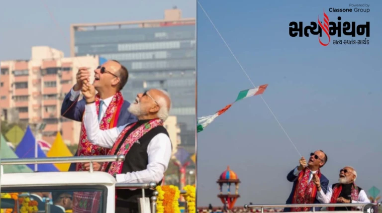 વધુ એક વિદેશી મહાનુભાવે ગાંધી આશ્રમ અને હેરીટેજ પોળોની મુલાકાત લીધી, મોદી–ફ્રેડરીકે પતંગ ચગાવી મહોત્સવ માણ્યો