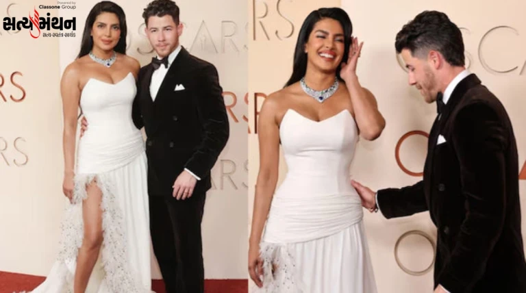 ઓસ્કર 2026ના રેડ કાર્પેટ પર પ્રિયંકા ચોપરાનો જાદુ, નિક જોનાસના હાથમાં બાંધેલા રક્ષાસૂત્રએ ખેંચ્યું સૌનું ધ્યાન