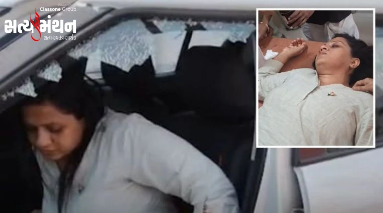 ગોંડલમાં AAP નેતા જીગીશા પટેલ પર હુમલો: સ્થાનિક પ્રશ્નો સાંભળવા ગયેલા સમયે કાર પર પથ્થરમારો