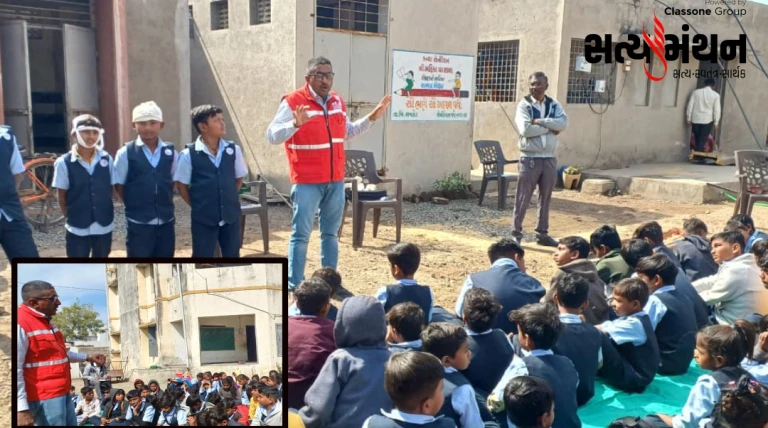 શાળા સલામતી સપ્તાહ-2026માં મહીકા શાળાના વિદ્યાર્થીઓને અકસ્માત સમયે પ્રાથમિક સારવાર અને ઇમર્જન્સી સહાયનું પ્રદર્શન વિશે તાલીમ અપાઈ