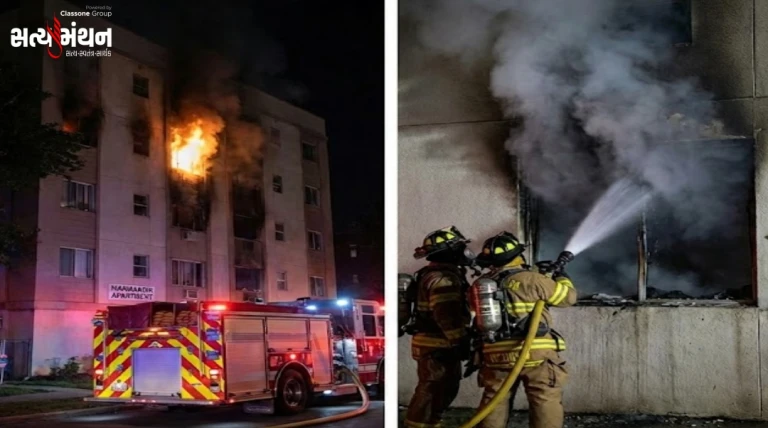 રાજકોટના મનમંદિર એપાર્ટમેન્ટમાં મધરાતે ભીષણ આગ: ગૂંગળામણથી માતા-પુત્રનું કરુણ મોત